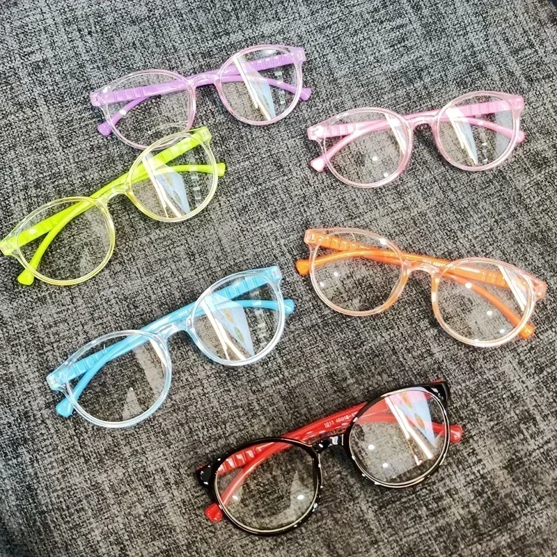 Gafas antiluz azul para niños y niñas, lentes transparentes redondas para ordenador, protección ocular, montura ultraligera