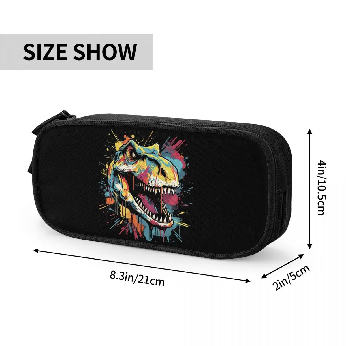 Vibrant Colorful Graffiti Dinosaur Themed Pencil Cases for Students Gifts Pen Box Pencil Bag Big Capacity Pencil Pouch