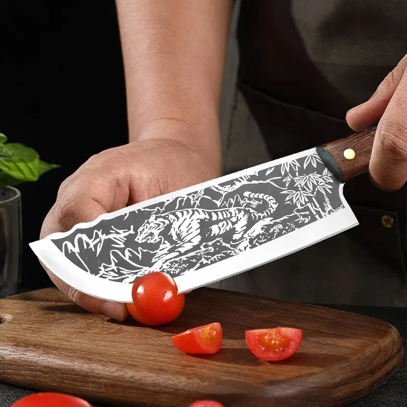 Meat Cleaver 8 inch Forged Kitchen Butcher Knife Stainless Steel Boning Peeling Cooking Knife Chef Slicing Cutter Fruit Knives