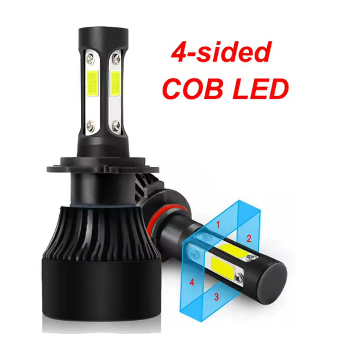 

2Pcs 4Sides H4 H7 H11 LED Headlight Bulbs 58000LM Super Bright Car Lights 6000K White Turbo Auto Headlamps 12V 24V Fog Lamps