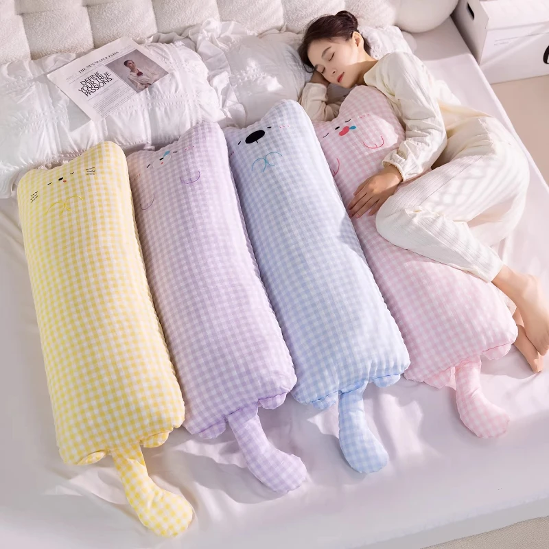 Bubble grid long throw pillow for girls to sleep on the side to pinch their legs