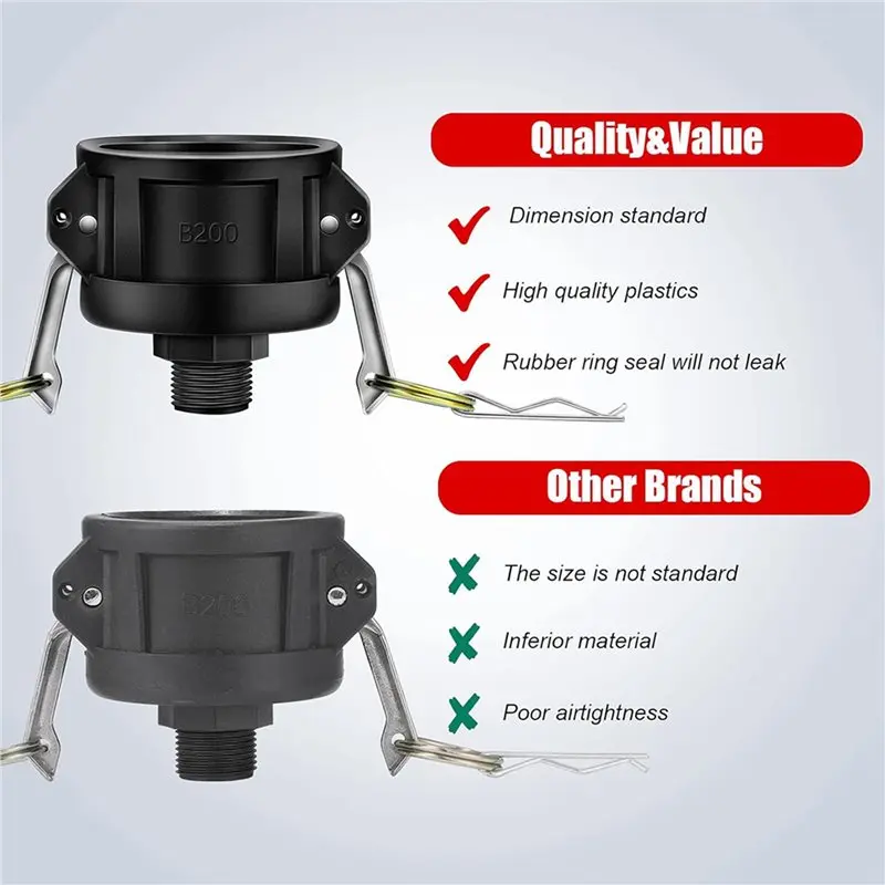 ABKS-5X 275 330 Gallon IBC Tote Fittings Adapter 2 Inch Tote Tank Drain Adapter With Camlock Garden Hose Connection