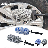 SEAMETAL Non Slip Microfiber Wheel Brush Mitt Premium Plush Car Wash Wheels Brushes for Car Rims Spokes Wheel Barrel Cleaning
