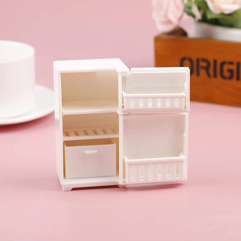 【F】1/12 Dollhouse Miniature Bench Refrigerator Toys Kitchen Home Furniture Decoration