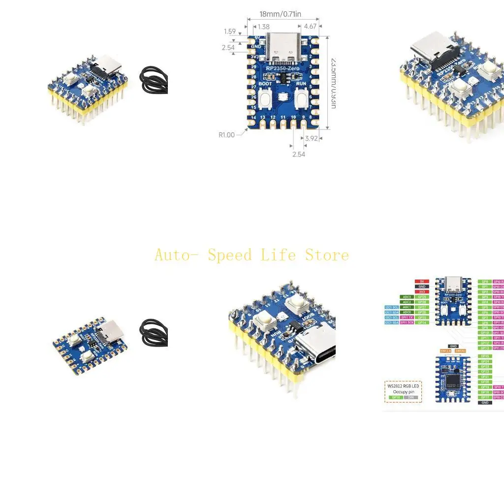 

02DA RP2350 Development Board 4MB Flash 520KB SRAMS Два процессора архитектуры
