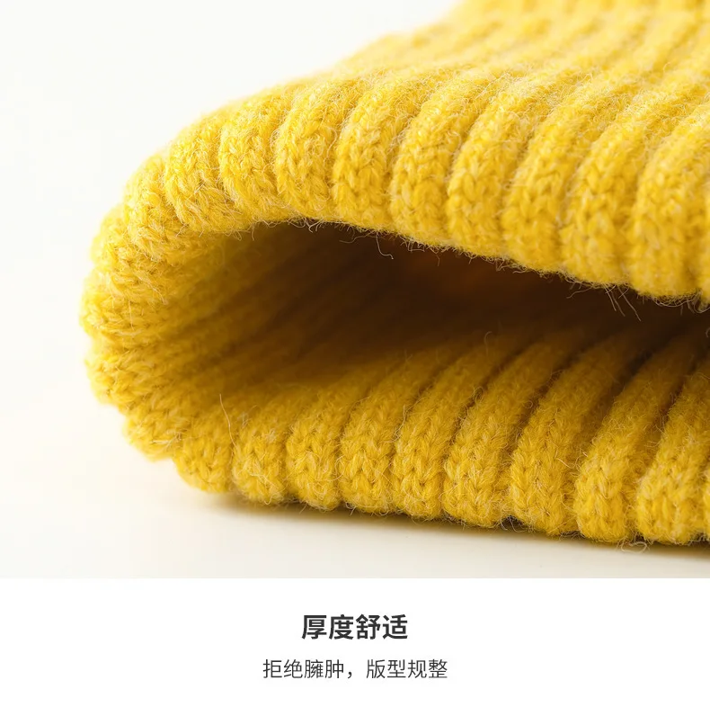 Gorro de lana para hombre y mujer, gorro de punto de color caramelo, cálido, frío, para exteriores, para estudiantes, Otoño e Invierno