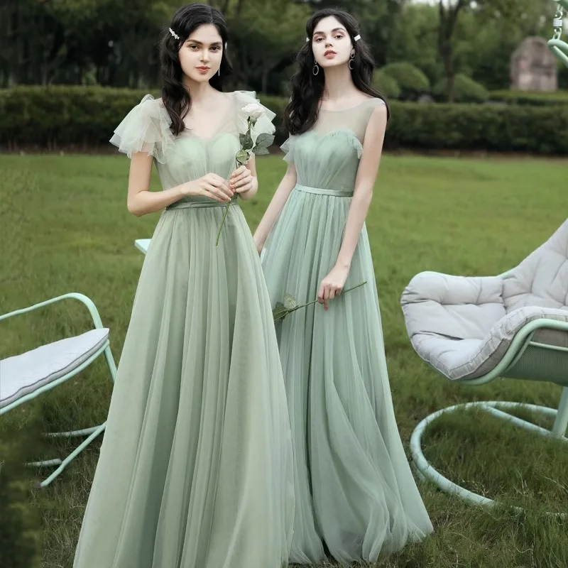 Reject Return J128 Formal Green Dresses Women Prom Gowns for Party Robe Special Occasion Floor Length Bridesmaid Dress