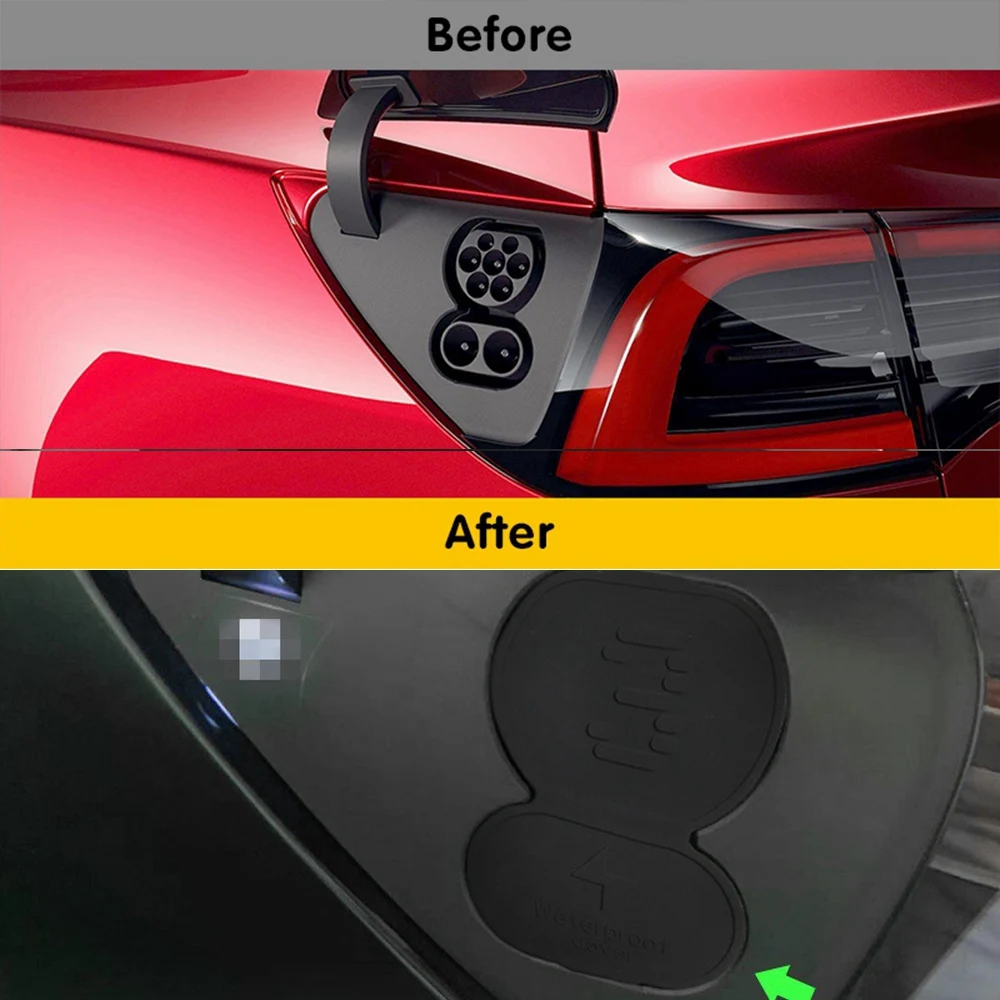 테슬라 모델 3 용 실리콘 자동차 충전기 캡 커버, 방수 방진 충전 포트 보호 커버, EU