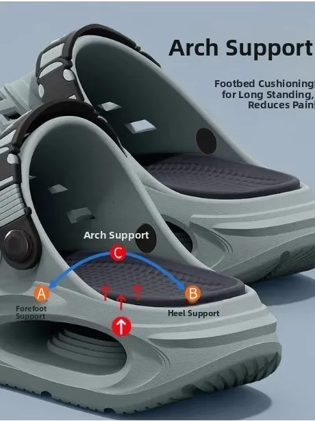Men's Special Arch Support Clog Shoes Summer Outdoor Wear Long Standing Not Tired Foot Anti-Slip Deodorant Slippers