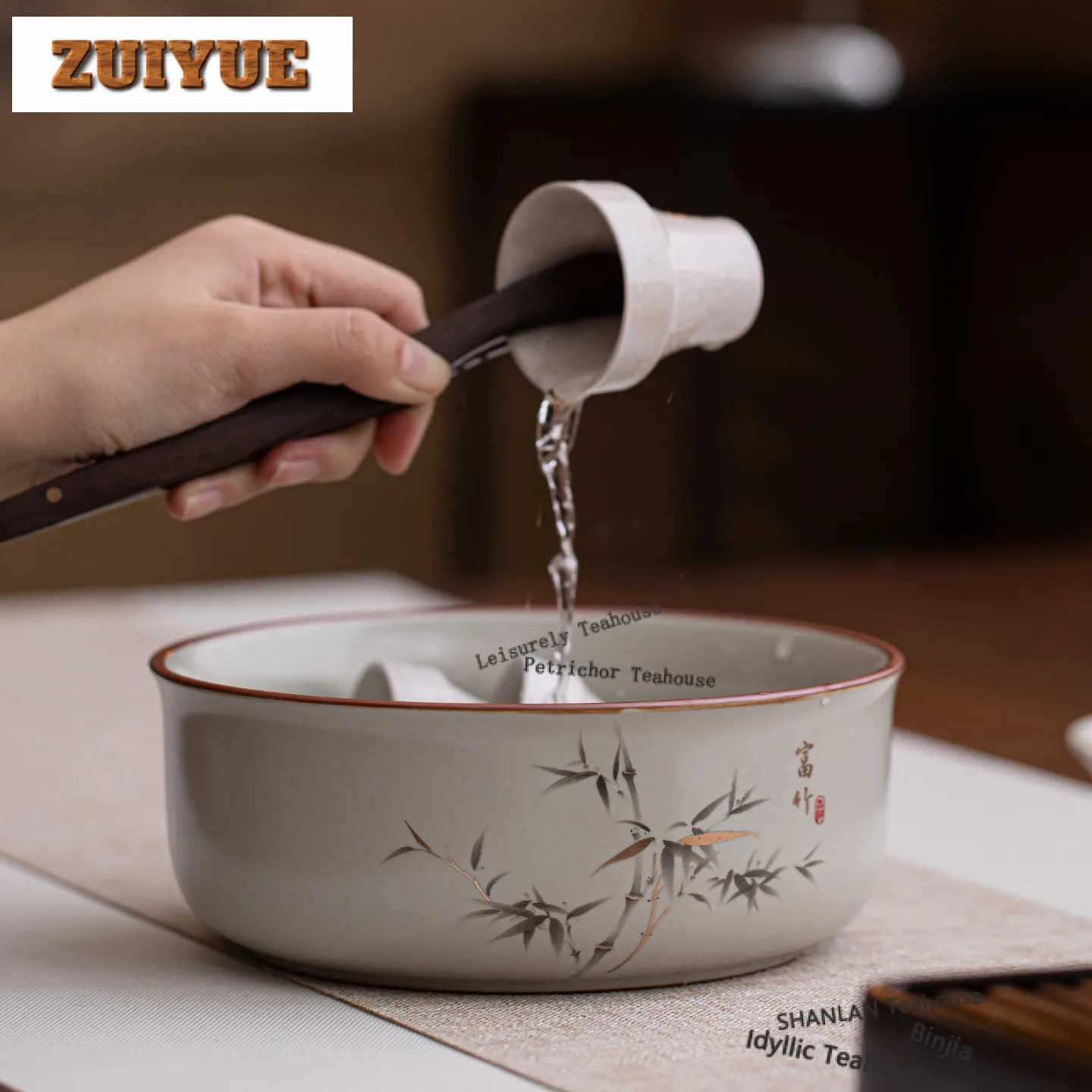 950ml Ru Kiln Ceramic Large Jianshui Tea Wash Tea Garbage Can Tea Residue Barrel Household Chaxi Tea Items Supplies Collection