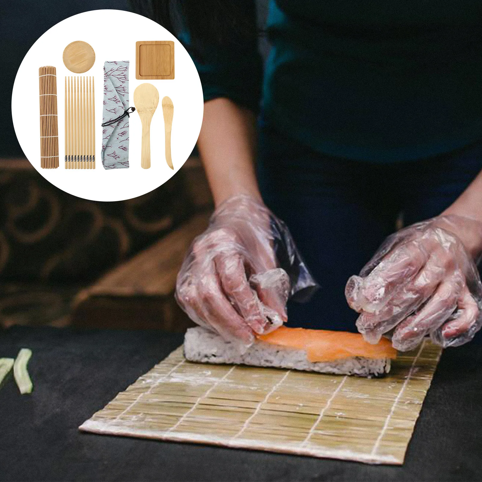 

1 set 1 Set Premium Bamboo Kit For Home Making Beginner Kit With Mat Japanese Sushi Tools Sushi Making Tools Kitchen Barware Set