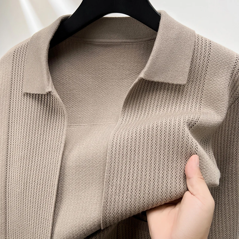 

Luxury Quality Men's Knitted Cardigan V-Neck Pocket Print Simple Long Sleeve Coat Autumn Versatile Fashion Casual Trend Menswear