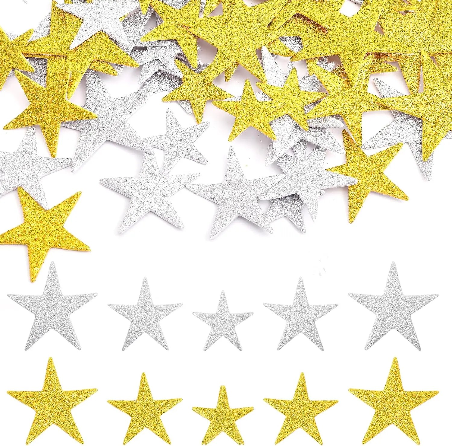 300PCS gold and sivler star foam stickers OEM arts and crafts DIY handwork  OEM on stock bulk wholesale