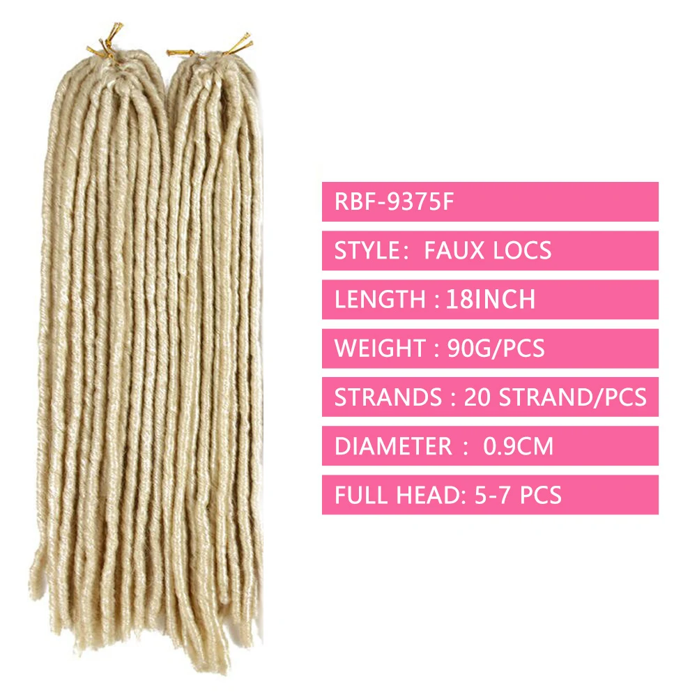 Soku-Straight Faux Locs Crochet Hair, Trança Dreadlocks Extensão, Pré-Looped, Loonded, Tranças Sintéticas para Mulheres Afro, 613