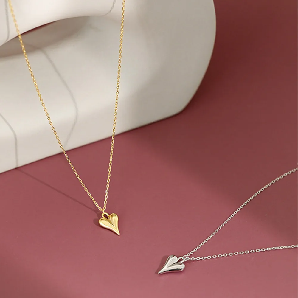 ANDYWEN 925 Sterling Silver Gold Small Heart Pendant Choker Necklace Luxury 2020 Rock Punk Fashion Fine Jewelry Wedding Party
