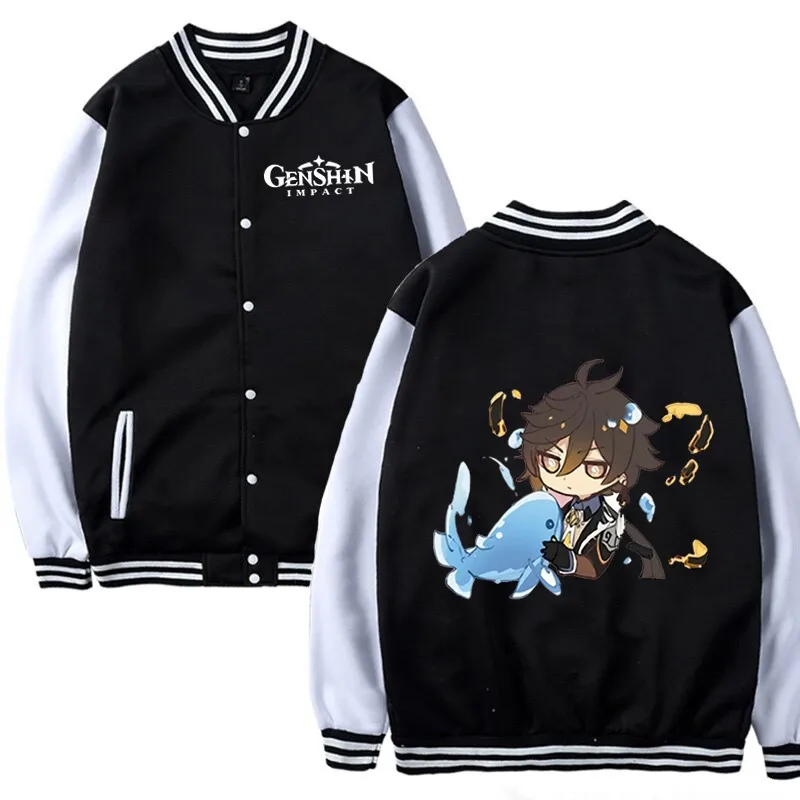 Anime Jas Game Genshin Impact Zhongli Baseball Kleding Doujin Cosplay Zhong Li Morax Kostuum Oudheid Stijl Kostuums