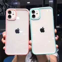 Color Transparent Shockproof Phone Case For iPhone 12 13 14 15 Mini 11 Pro Max XR X XS Max 6 6s 7 8 Plus SE Soft Back Cover Case