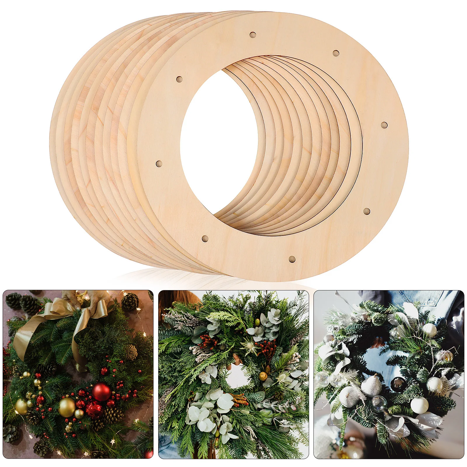 

12 pcs Wooden Wreath Frames Diy Flower Wreaths Craft Base For Christmas Decorations Round Wreath Making Supplies Handicraft