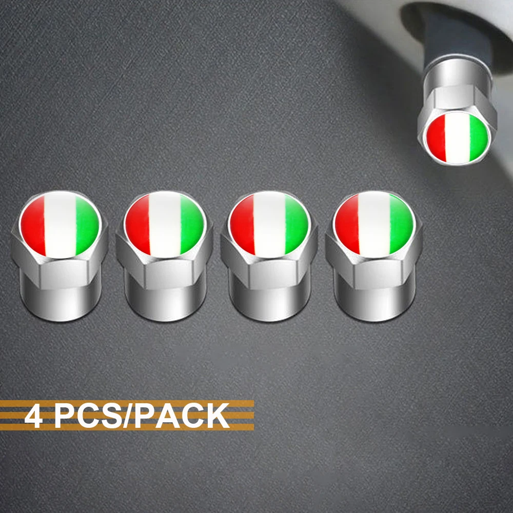 4Pcs/set Italy Flag Car Air Valve Stem Caps Car Accessories  Car Wheel Air Cover Dust Proof for Volkswagen BMW Benz Tesla Toyota