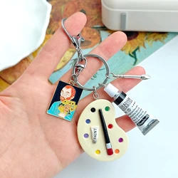 Van Gogh Self-portrait Classic Oil Painting Keychain Painter Art Student Key Ring Original Pendant Gift