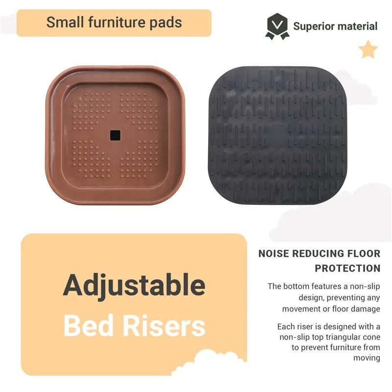 HRBAJ-Furniture Risers Adjustable Bed Risers Desk Leg Risers 1.38Inch Stackable Heavy Duty Bed Lifts Risers Square Bed Raising