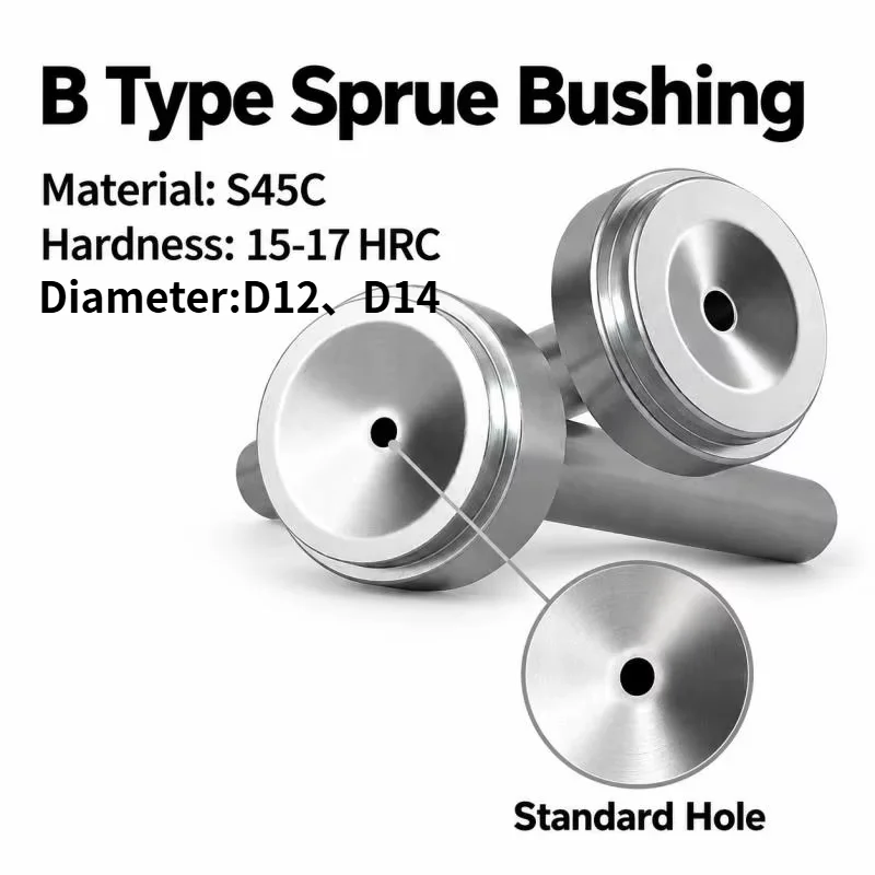 B Type Sprue Bushing D12 D14 S45C Carbon Steel Ingate Sleeve for Injection Molding Die Dual Support Nozzle Contact