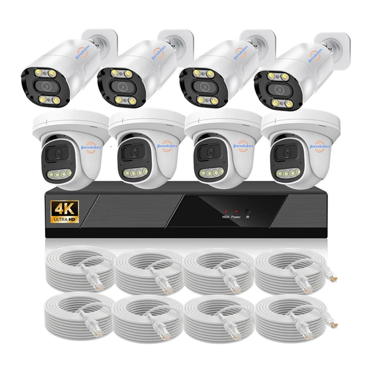 Jianvision Top 10 Quality Manufacturer Wholesale Complete Metal POE IP 8 Channels Cctv Camera System For Home