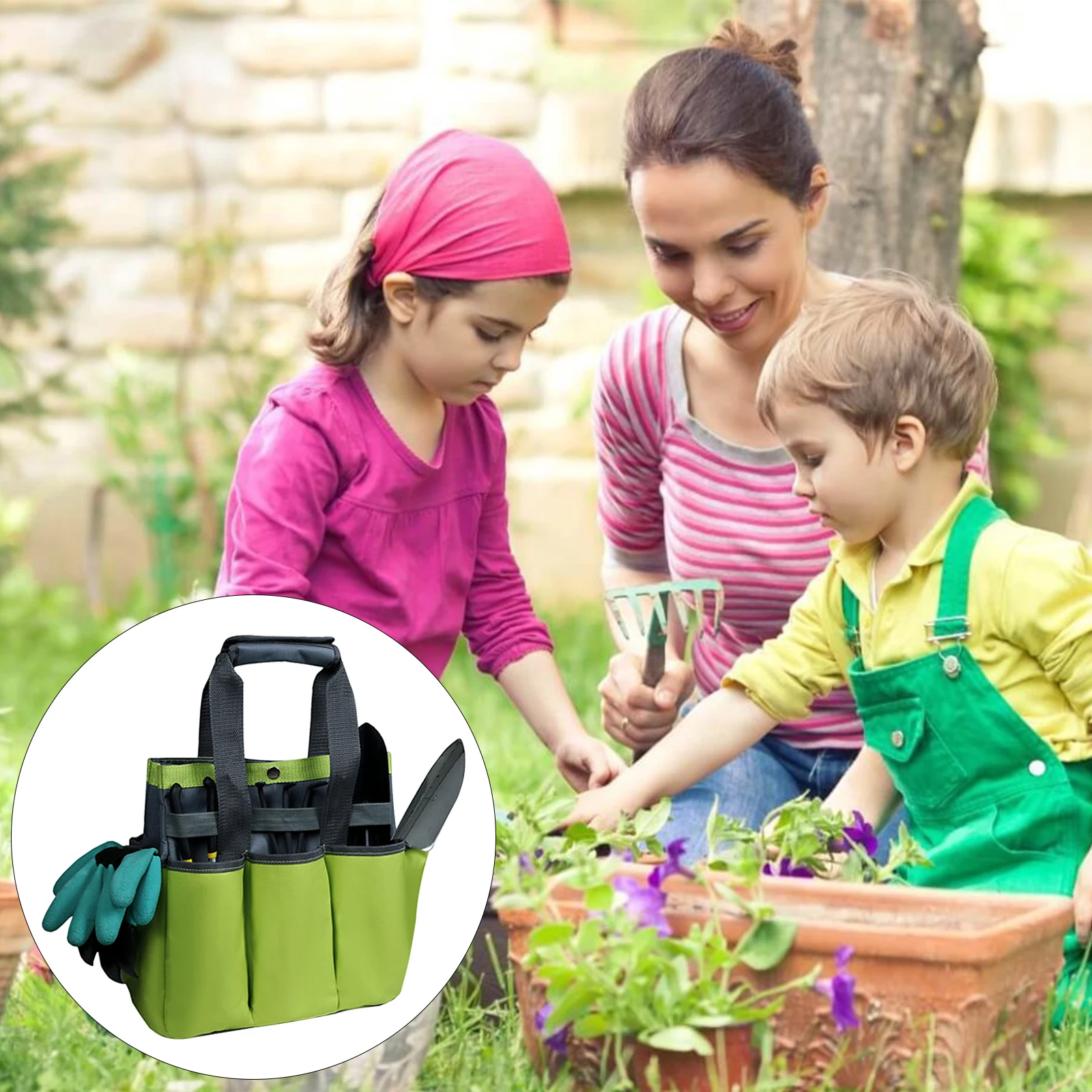 

Oxford Cloth With Pe Board Large-Capacity Garden Work Portable Garden Tool Bag Pruning Tool Storage Bag Waterproof Anti-Stamp