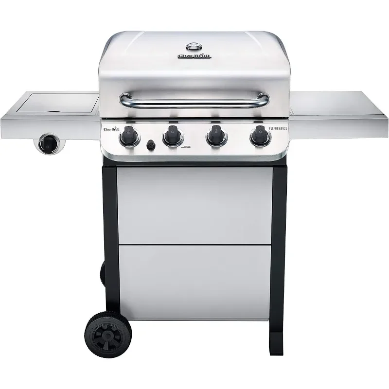 Konvektiver 4-Brenner der Char-Broil Performance-Serie mit Seitenbrenner, Propangas-Edelstahlgrill – 463377319