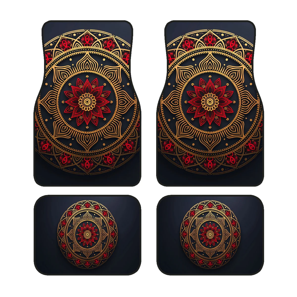 4pcs Car Floor Mats, Mandala Ethnic Round Pattern - Universal All-Weather Car Mats, Perfect For Daily Commute, All-Season Use, S