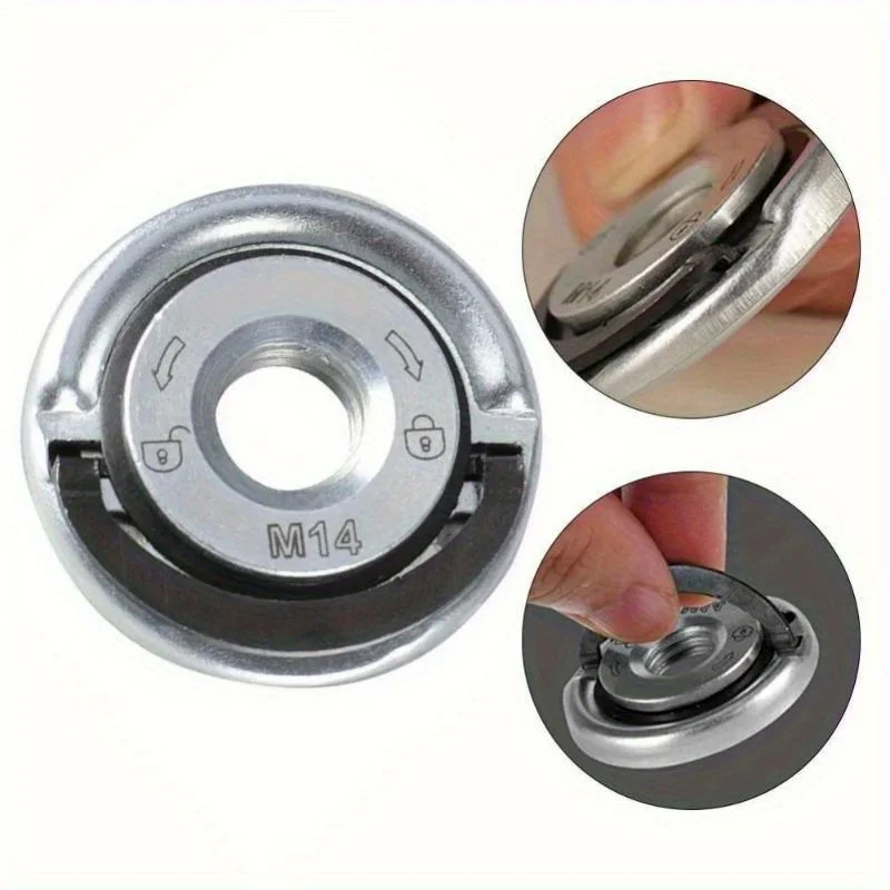 1PC M10/M14/5-8/11 Thread Quick Release Flange Nut for Angle Grinder - Metal Clamping Flange with Locking Nut Pressing Plate