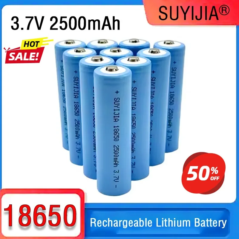 

Original 18650 Battery 3.7V 2500mAh High Capacity Li-ion Rechargeable Batteries Suitable for Flashlight LED Lights Toy Model