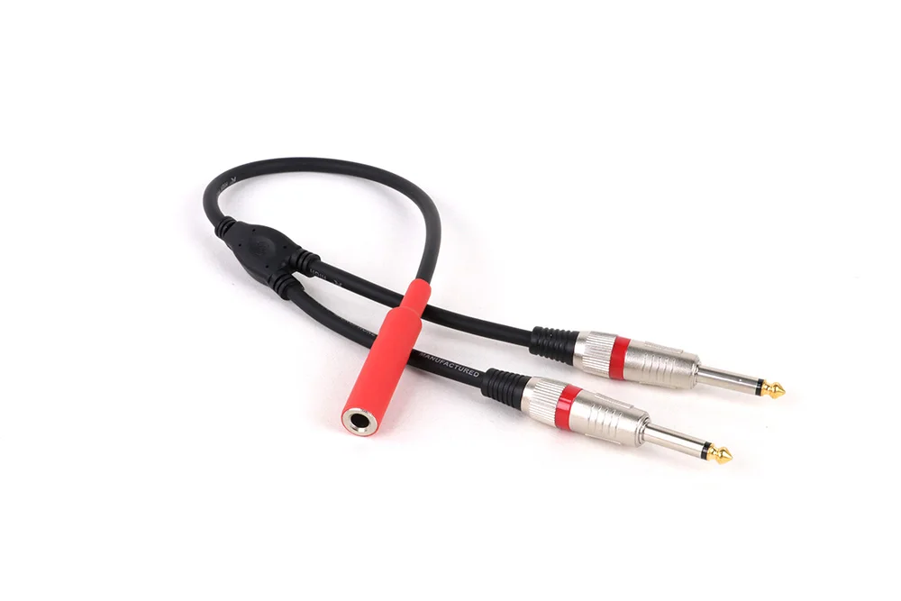 6,35mm Buchse auf 2 6,35mm Stecker Adapter kabel 1/4 6,35mm ts/trs Stecker auf zwei 6,35mm Mono-Buchse y Splitter Stereo-Audio kabel – Detail 9