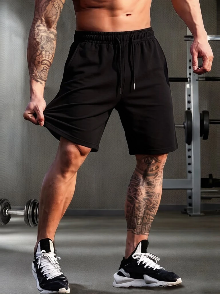 

Solid Man Casual Gym Short Pants Summer Oversized Comfortable Shorts Breathable Daily Sportpants Drawstring Fashion Sweatpants