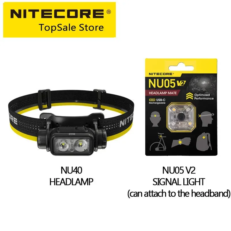 NITECORE NU40 Headlamp USB-C Rechargeable Headlight for Trail Running Work Fishing Trekking Backpacker Built in 18650 Battery