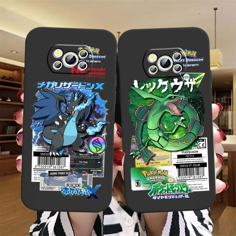 Pokemon Dragonite Rayquaza For Xiaomi Mi Poco F5 F4 F3 F2 X5 X4 X3 M6 M5 M5S M4 M3 C40 Pro GT NFC 5G Black TPU Phone Case