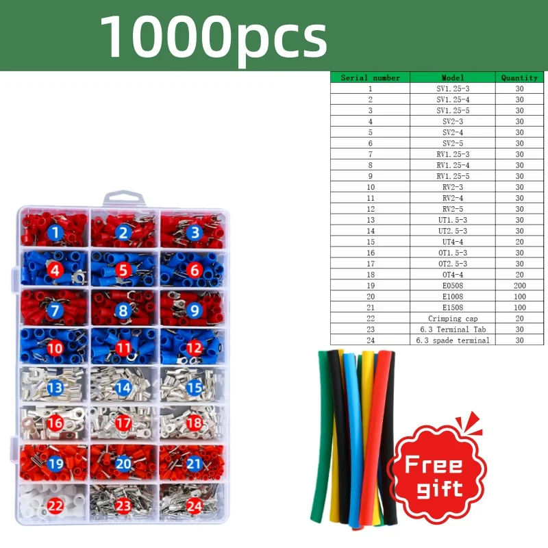 1000PCS/430PCS,RV,SV,OT,Wire Connector Kit Male Female Insulated Terminals Cold Crimp Terminals Assorted Crimp Terminals Spade