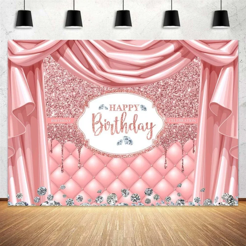 Girl's birthday background pink flannel material printed design wall tapestry