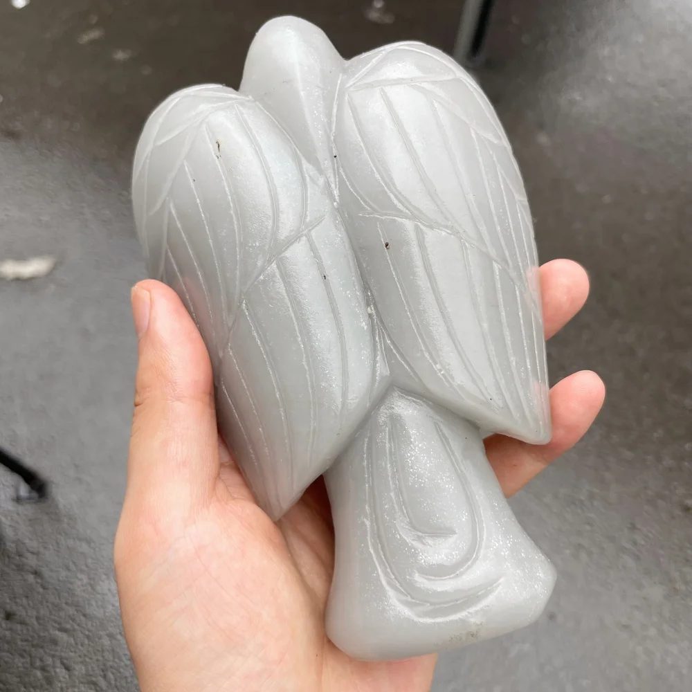 Natural White Calcite Praying Angel Statue - Crystal Guardian Angel Ornament for Meditation Home Decor & Gift