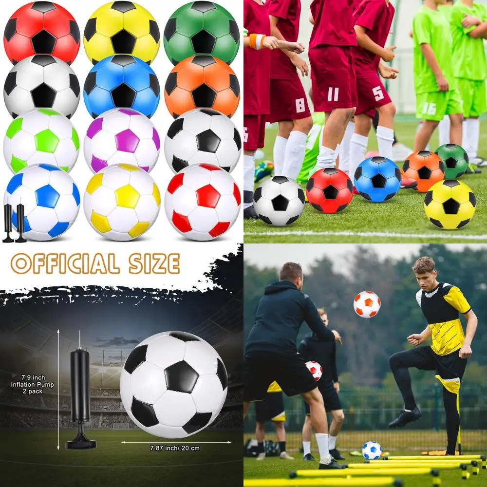 

Массовая упаковка из 12 футбольных мячей размером 4 с насосом, мягкий футбольный мяч для занятий спортом на открытом воздухе в помещении, идеально подходит для тренировок и практики
