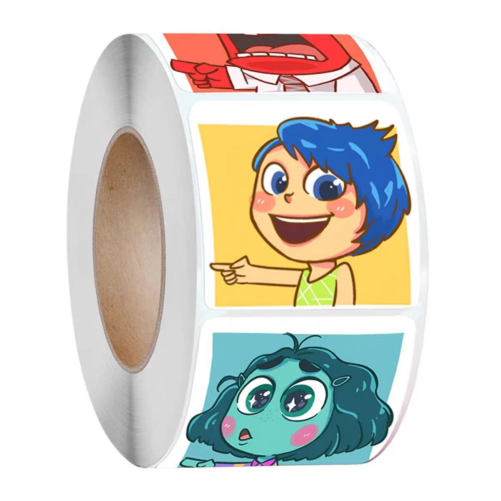 500pcs/roll Cute Cartoon Disney Inside Out Stickers Kid Reward Decals Toy Gift Notebook Phone Laptop Anime Sealing Label Sticker image 2