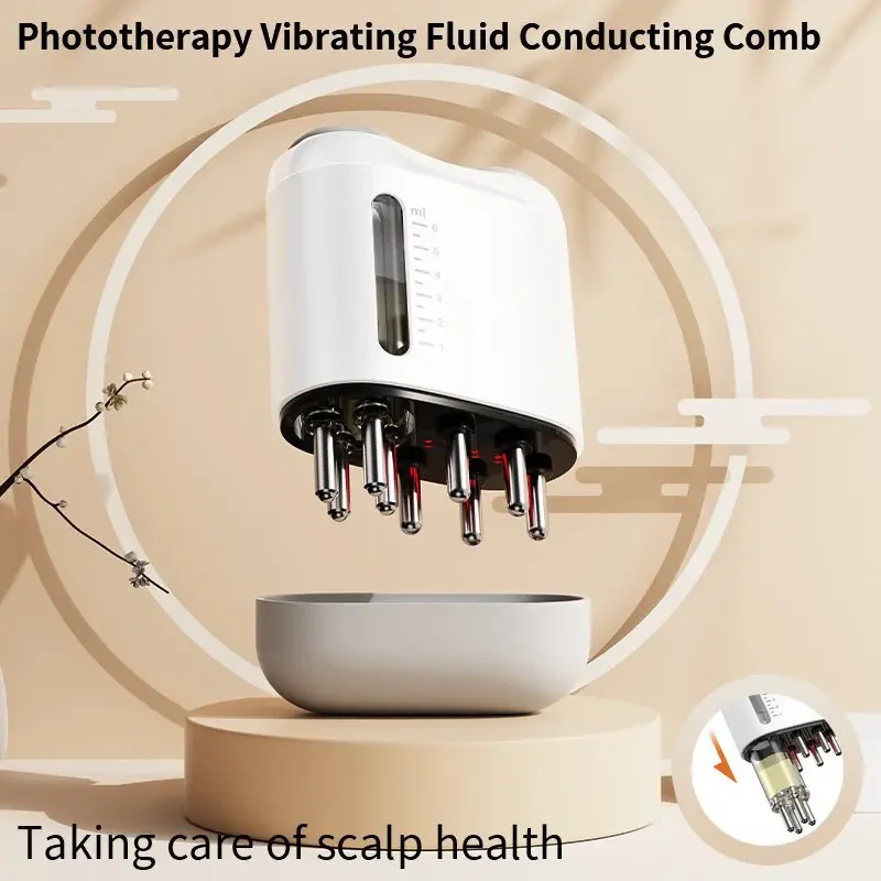 Electric Head Scalp Massager Red Light Vibration Massage Comb Essential Oil Liquid Guide Massager Anti Hair Loss Scalp Care Tool