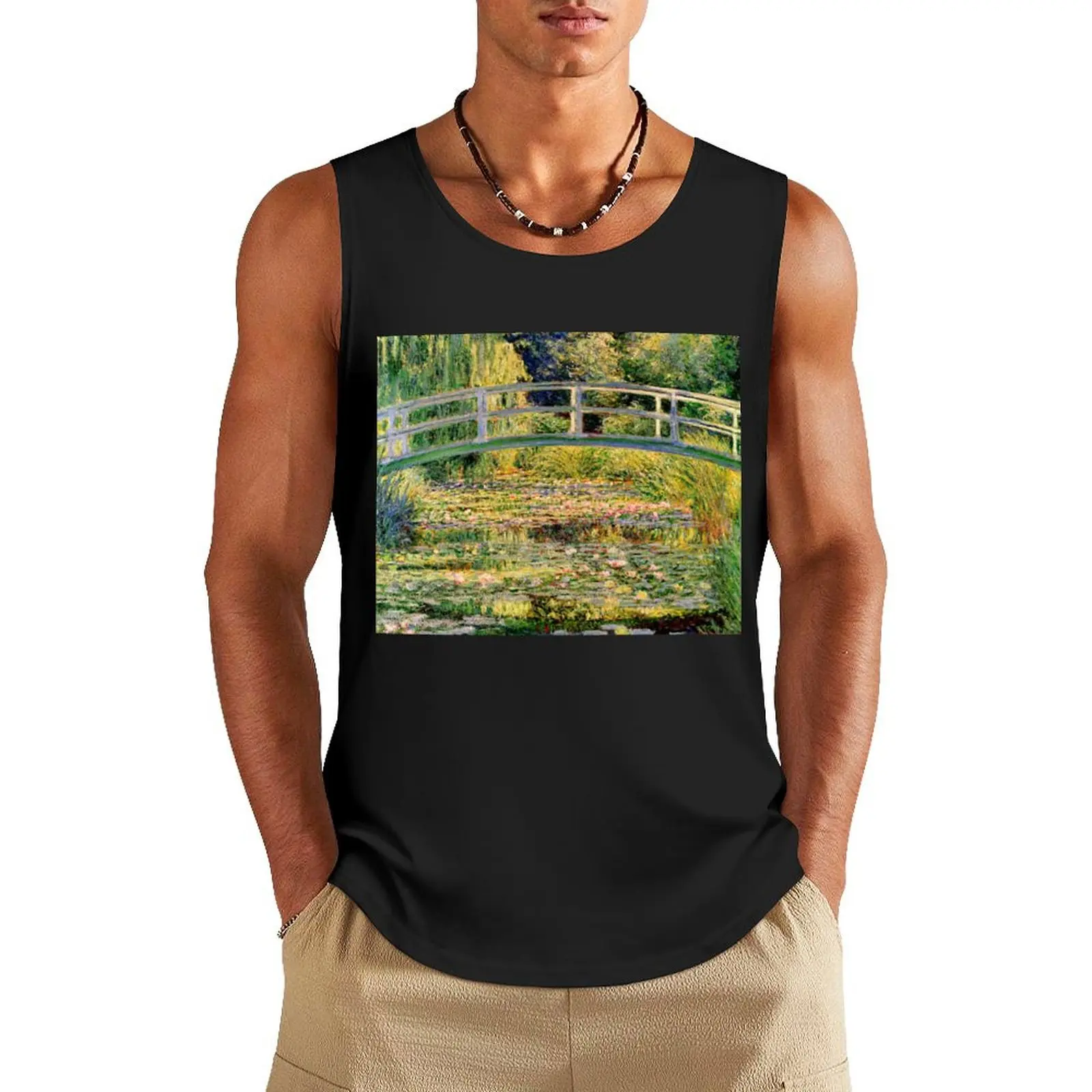 

Claude Monet Le Pont Japonais a Giverny The Water Lily Pond Tank Top Man gym clothes gym shirt men