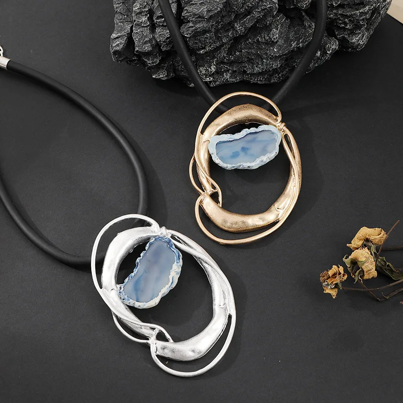 Damen trendige kurze Halskette Design geometrische Metall Schlüsselbein Kette charmanter Schmuck – Detail 6