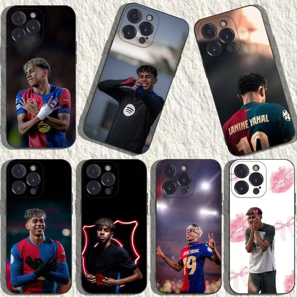 

L-Lamine Yamal Phone Case For iPhone 16,15,14,13,12,11 Plus,Pro Max,XS,X,XR,SE,Mini,8,7,Soft Silicone Black Cover