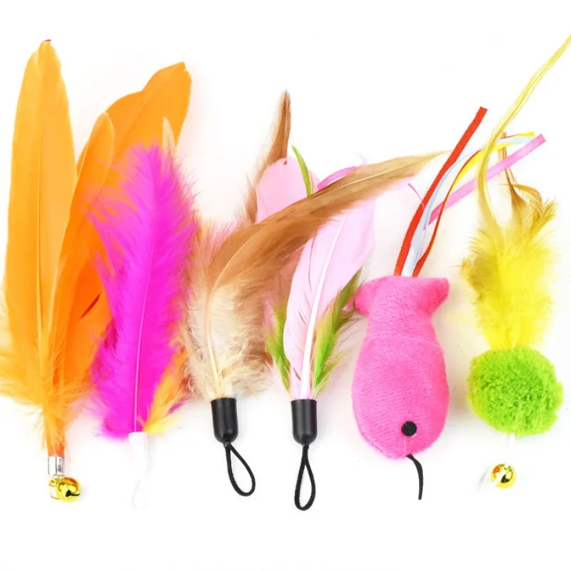 Cat Stick Replacement Head Toy Feather Bells Feather Freely Change Combinations Multi-type for Cat Stick Telescopic Rod DIY Tool