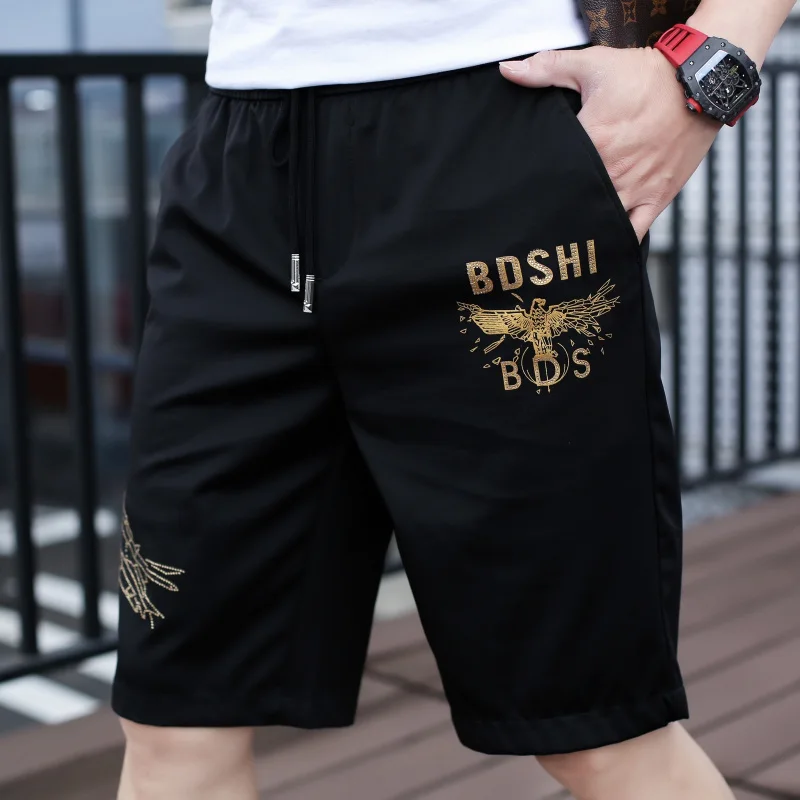 

Summer Ice Silk Men's orts Five-Point Beach Sports Casual Pants mid Waist Trousers Faionable Brand New Arrival