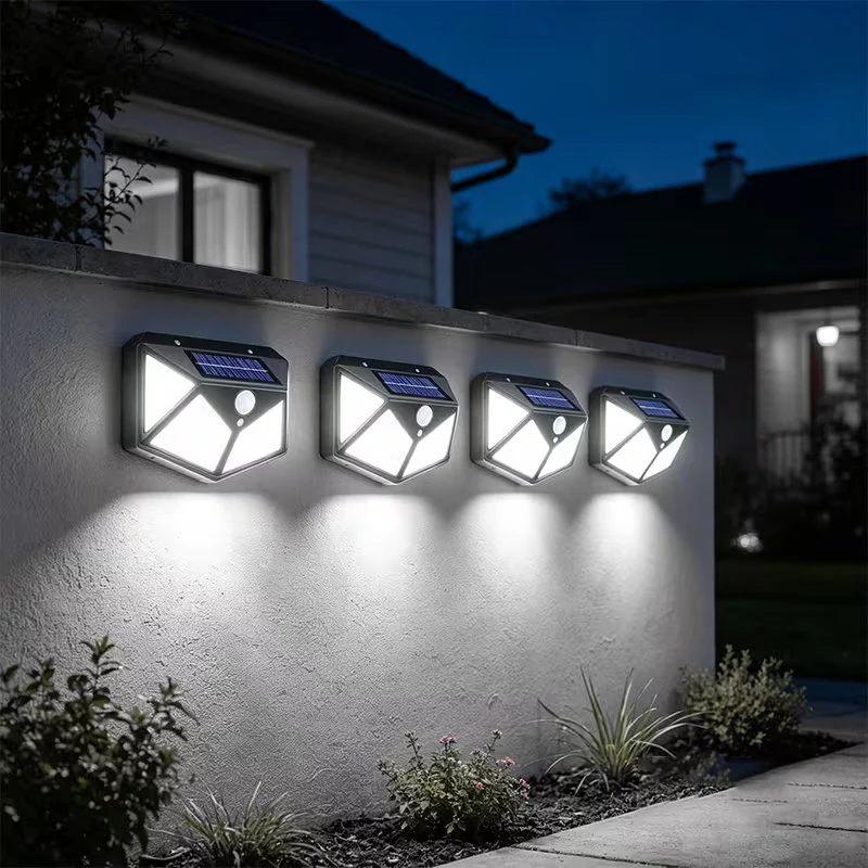 Outdoor Solar LED Wall Light 100LED Motion Sensor Security Light Waterproof Solar Lamp for Garden Patio Yard and Driveway