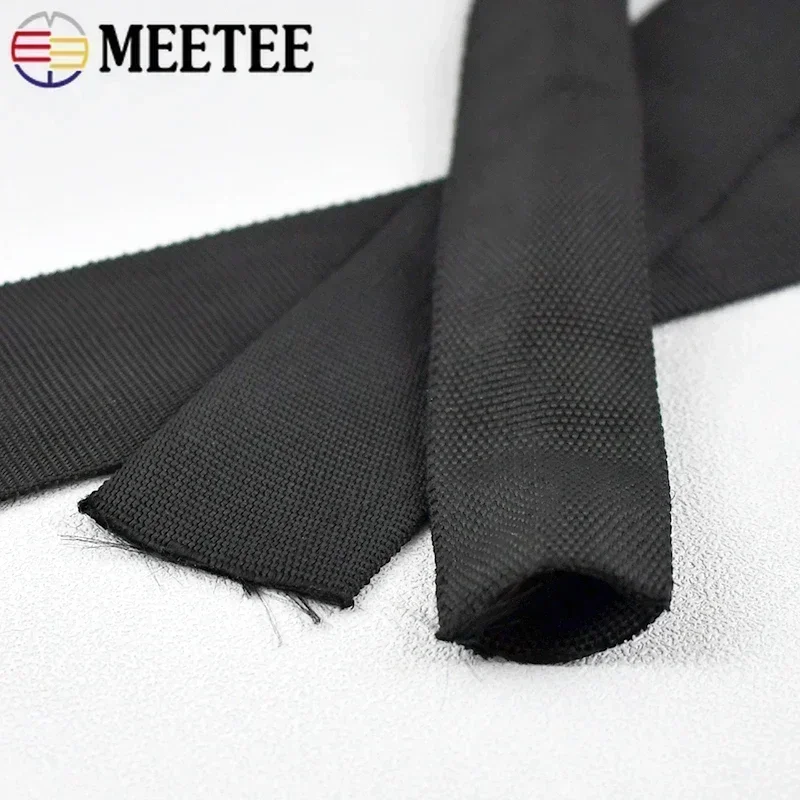 2-10M 20-50mm 중공 나일론 웨빙 튜블러 스트랩 가방 의류 장식 리본 블랙 밴드 DIY 백팩 벨트 재료 썸네일 4