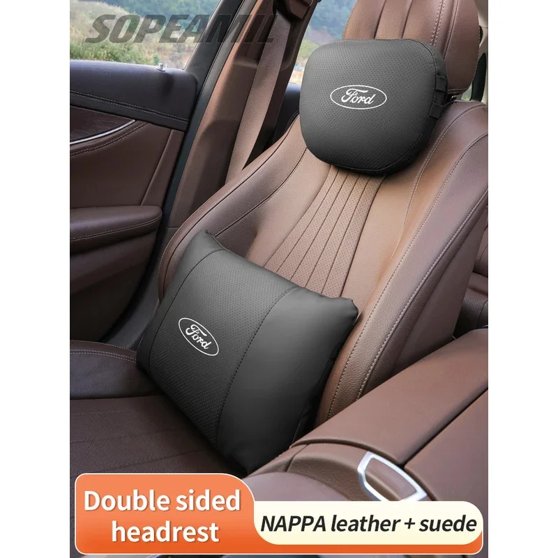 

Car Suede Leather Headrest Neck Pillow Seat Waist Cushion Ford F150 Kuga EXPLORER EDGE Ranger Fusion Mustang Mondeo Fiesta Focus